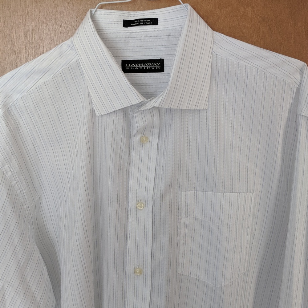 Hathaway Platinum Long Sleeve Shirt S 18 1/2 35-36